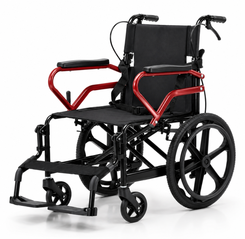 Lightweight Travel Wheelchair Foldable Compact Hand Push Wheelchair for Easy Storage in Car Trunk Airplane Suitable for Adult
